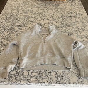 Girls Quarter-Zip Cropped Sweatshirt - Light Gray
